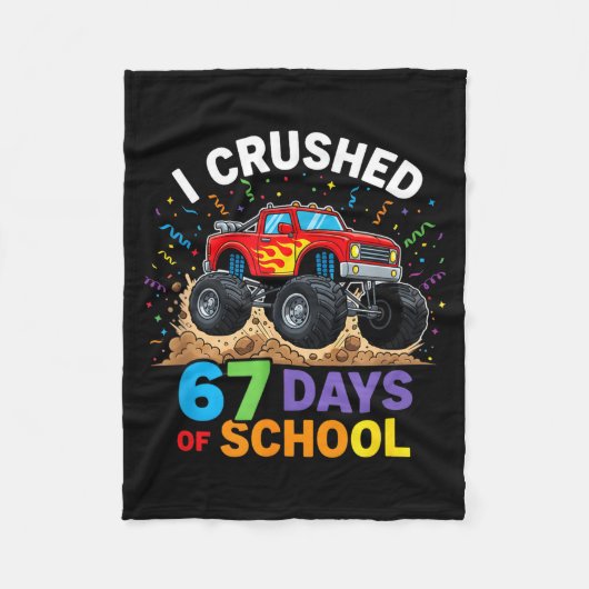 I Crushed 67 Days Of School 67 Meme 6 7 Monster Tr Fleecedecke (Vorderseite)