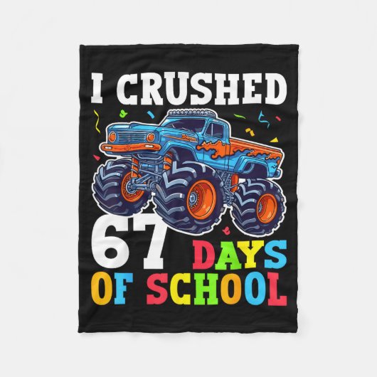 I Crushed 67 Days Of School 67th Day Of School Boy Fleecedecke (Vorderseite)