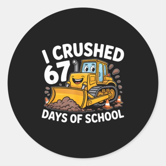 I Crushed 67 Days Of School 67th Day Of School Boy Runder Aufkleber (Vorderseite)