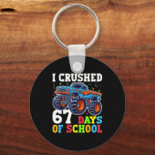 I Crushed 67 Days Of School 67th Day Of School Boy Schlüsselanhänger (Vorderseite)