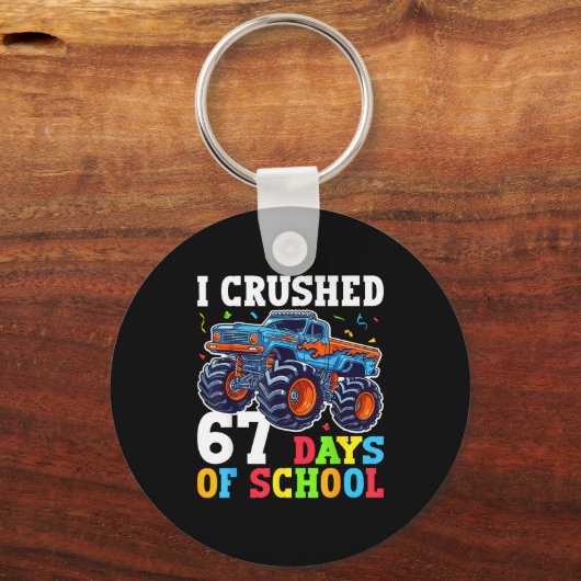 I Crushed 67 Days Of School 67th Day Of School Boy Schlüsselanhänger (Vorderseite)