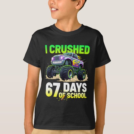 I Crushed 67 Days Of School 6 7 Meme Funny Six Sev T-Shirt (Vorderseite)