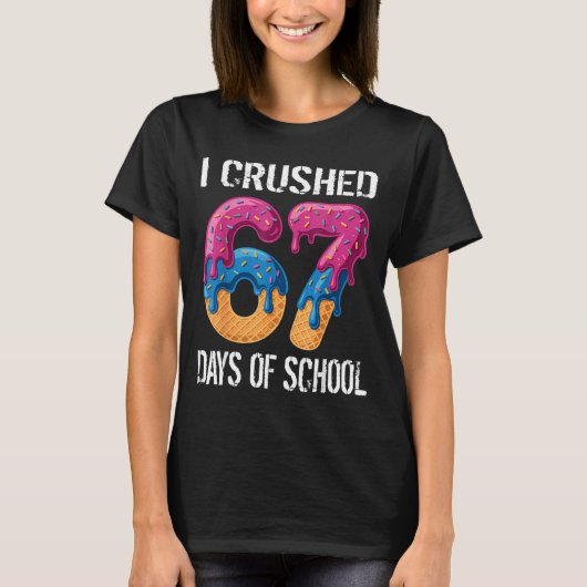 I Crushed 67 Days Of School Boys Ice Cream Drip Ae T-Shirt (Vorderseite)