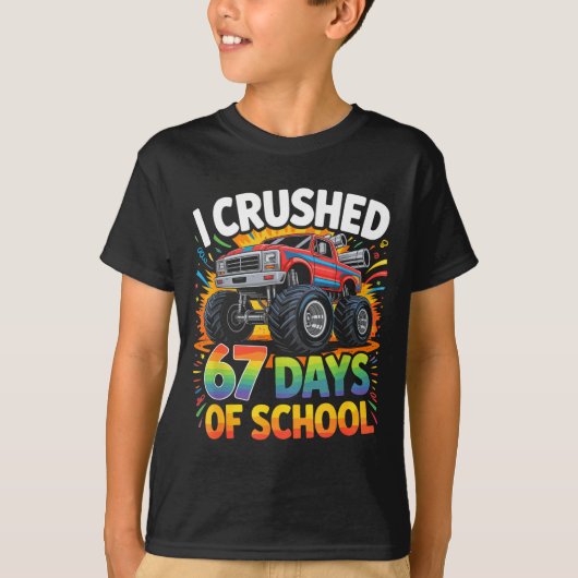 I Crushed 67 Days Of School Funny Meme Gen Z Stude T-Shirt (Vorderseite)