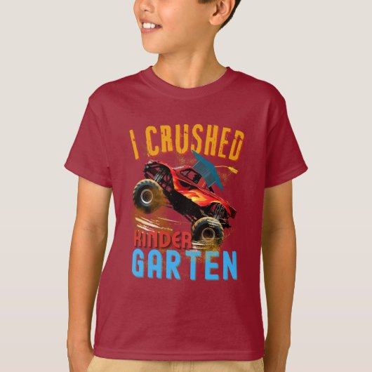 I Crushed Kindergarten Monster Truck Abschluss T-Shirt (Vorderseite)