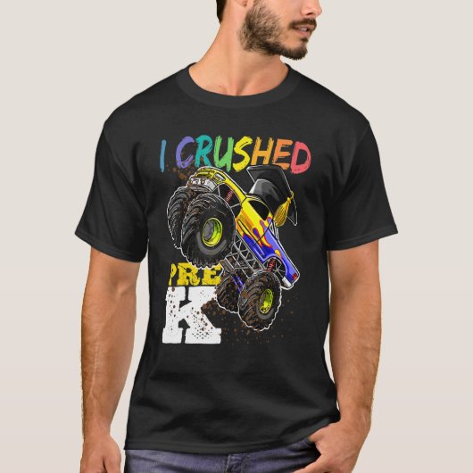 I Crushed Pre-K Monster Truck Graduation Cap Boy T-Shirt (Vorderseite)