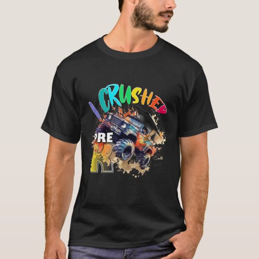 I Crushed Pre K MonsterTruck Graduation Cap Boys T-Shirt (Vorderseite)