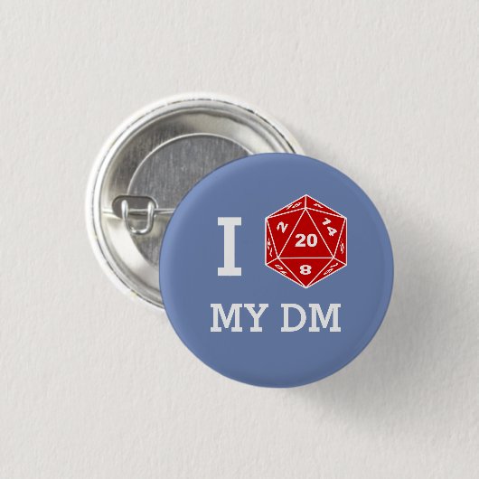 I d20 mein DM-Knopf (i-Liebe meine DM) Button (Vorne & Hinten)
