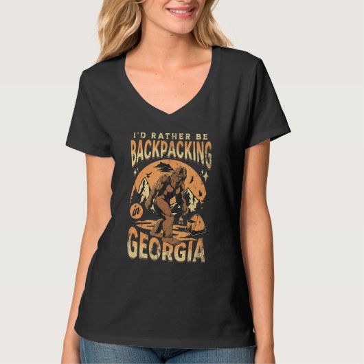 I´d Rather Be Backpacking Hiking In Georgia Mounta T-Shirt (Vorderseite)