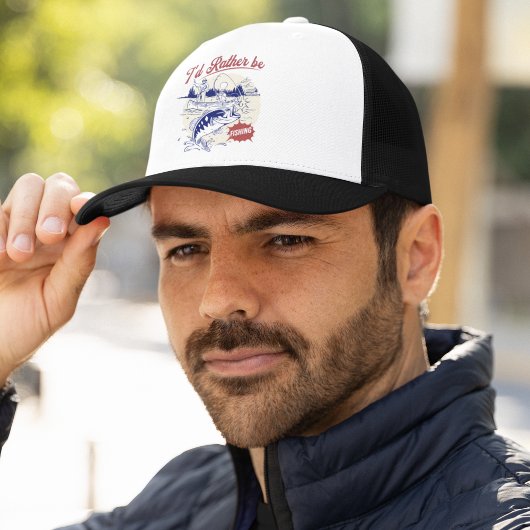 I’d Rather Be Fishing, Funny Fishing Saying Truckerkappe