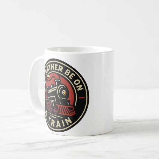 I’d Rather Be On a Train Steam Engine Mug Design Kaffeetasse (Vorderseite Links)