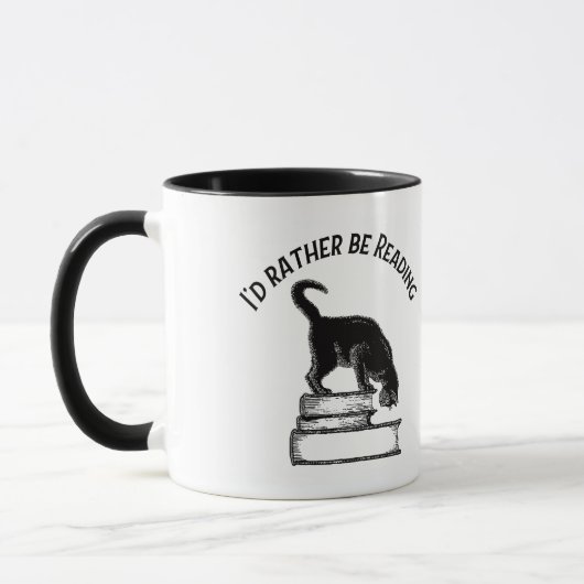 I’d Rather Be Reading / Writing – Cat Mug Tasse (Links)