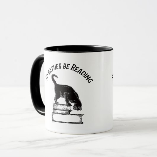 I’d Rather Be Reading / Writing – Cat Mug Tasse (Vorderseite Links)