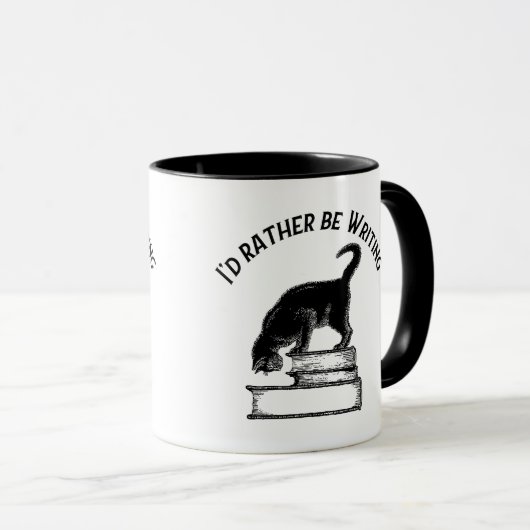 I’d Rather Be Reading / Writing – Cat Mug Tasse (VorderseiteRechts)