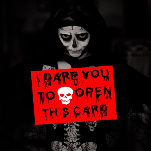 I Dare You to Open This Card Scary Skull Red Card Karte