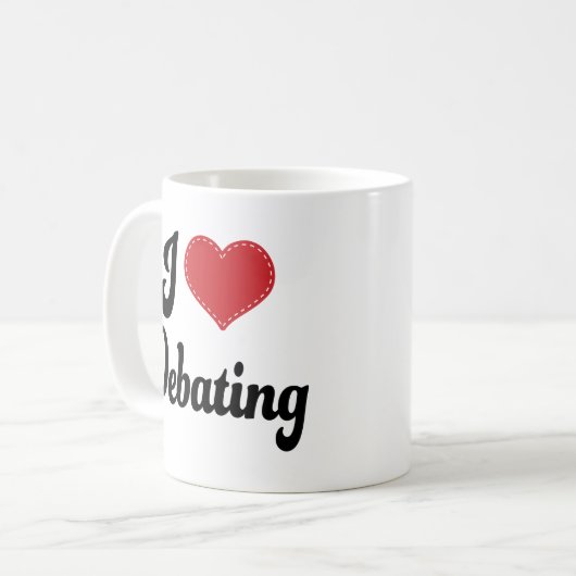 I Debattieren der Liebe-(Herz) Kaffeetasse (Vorderseite Links)