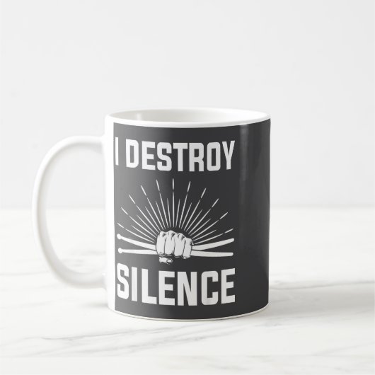 I Destroy Silence Funny Drummer And Drum Player Qu Kaffeetasse (Links)