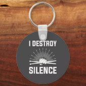 I Destroy Silence Funny Drummer And Drum Player Qu Schlüsselanhänger (Vorderseite)