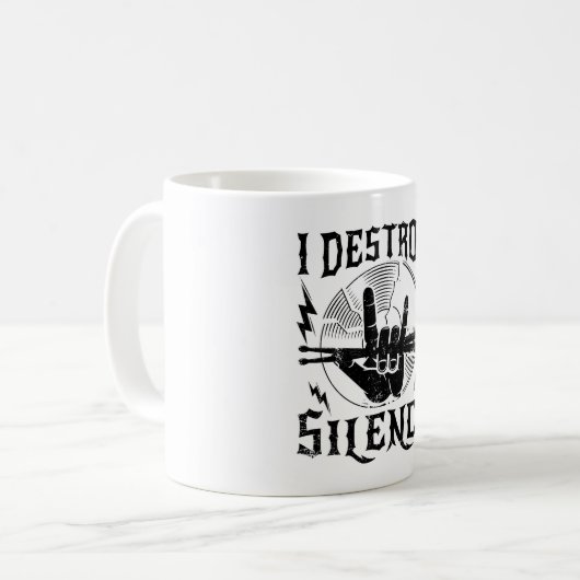I Destroy Silence Music Coffee Mug Kaffeetasse (Vorderseite Links)