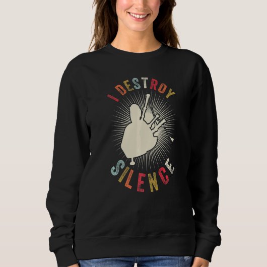 I Destroy Silence Musician Instrument Vintage Bag Sweatshirt (Vorderseite)