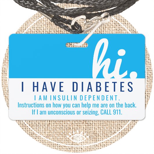 i Diabetes notfalls id pvc Abzeichen Ausweis