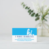 i Diabetes notfalls id pvc Abzeichen Visitenkarte (Stehend Vorderseite)