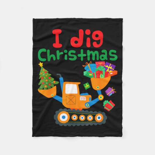 I Dig Christmas Excavator Construction Boys Toddle Fleecedecke (Vorderseite)