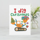 I Dig Christmas Xmas Holiday Excavator Feiertagskarte (Stehend Vorderseite)
