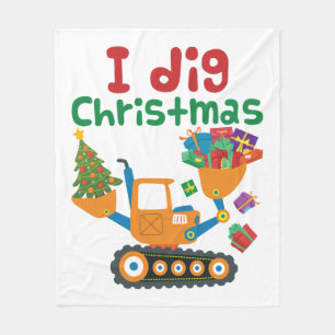 I Dig Christmas Xmas Holiday Excavator Fleecedecke