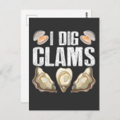 I Dig Clams Funny Clamming Muschel Raking Sea Food Postkarte (Vorne/Hinten)