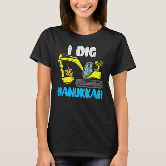 I Dig Hanukkah Excavator Construction Toddler Hanu T-Shirt (Vorderseite)
