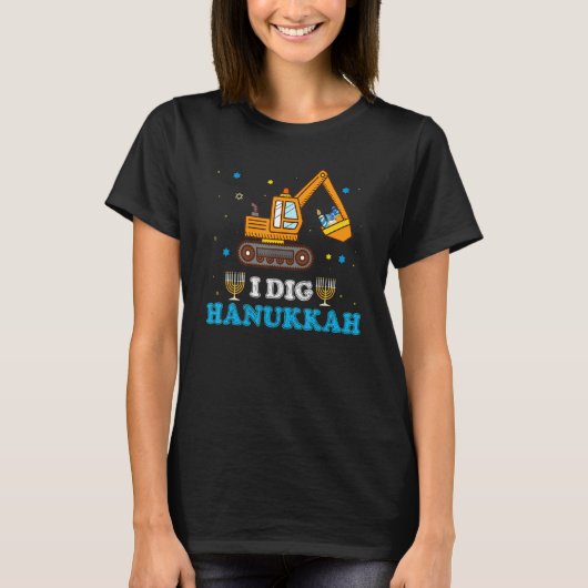 I Dig Hanukkah Excavator Construction Toddler Hanu T-Shirt (Vorderseite)