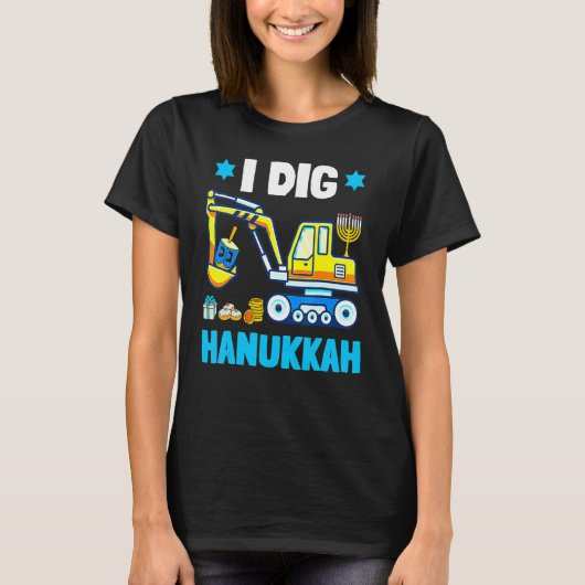 I Dig Hanukkah Excavator Construction Toddler Hanu T-Shirt (Vorderseite)