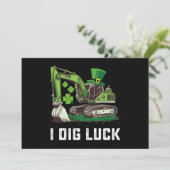 I Dig Luck Excavator St Patrick's Day Irish Einladung (Stehend Vorderseite)