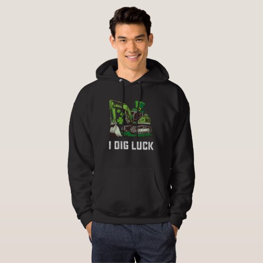 I Dig Luck Excavator St Patrick's Day Irish Hoodie (Vorne ganz)