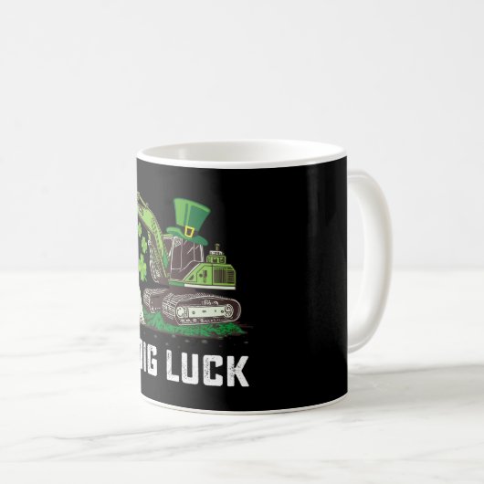 I Dig Luck Excavator St Patrick's Day Irish Kaffeetasse (VorderseiteRechts)