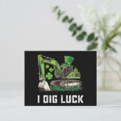 I Dig Luck Excavator St Patrick's Day Irish Postkarte (Stehend Vorderseite)