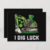 I Dig Luck Excavator St Patrick's Day Irish Postkarte (Vorne/Hinten)