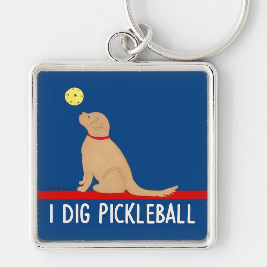 I Dig Pickleball Golden Retriever Keychain Schlüsselanhänger (Vorne)