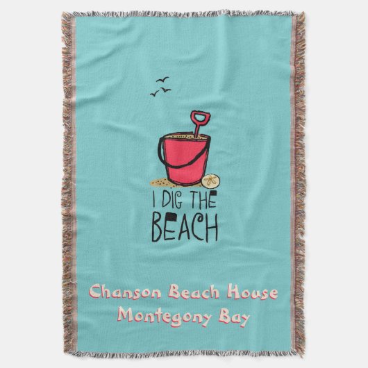 I Dig the Beach Custom Beach Throw Decke (Vorderseite Vertikal)