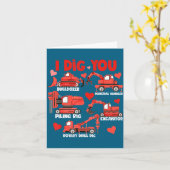 I Dig You Construction Trucks Valentine's Day Boys Karte (Gelbe Blume)