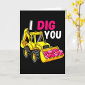 I Dig You Excavator Construction Valentine Heart D Karte (Gelbe Blume)