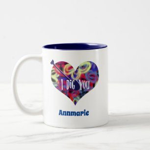 I Dig You Neon Butterfly Abstraktes Herz Zweifarbige Tasse