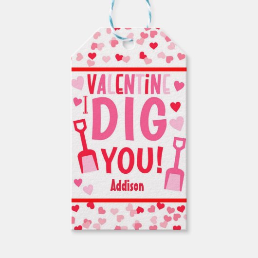 I Dig You Shovel Valentine School Geschenk Classic Geschenkanhänger (Vorderseite)