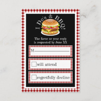 I Do and GRILLEN Gingham Hamburger Lässig Wedding RSVP Karte