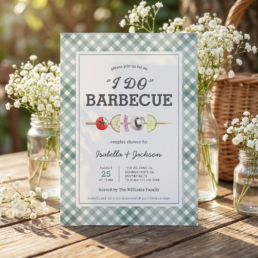 I DO Barbecue GRILLEN Rustic Couples Dusche Einlad Einladung