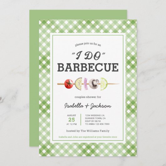 I DO Barbecue GRILLEN Rustikaler Polterabend Einla Einladung (Vorne/Hinten)