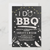 I Do BBQ String Lights Rustic Engagement Party  Einladung (Vorderseite)