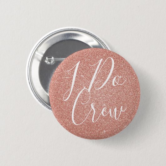 I Do Crew Pink Glitzer Junggeselinnen-Abschied But Button (Vorne & Hinten)