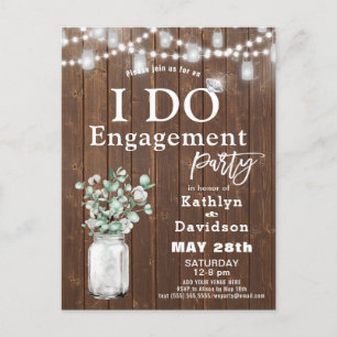 I Do Elegant Eucalyptus Mason Jar Engagement Party Einladungspostkarte
